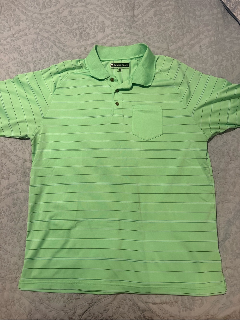 Pebble Beach Mint Green Pebble Beach Dry-Luxe performance Striped Polo